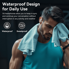VEAT00L V6 Bluetooth Headphones Wireless Earbuds 88Hrs Playback Sport Ear Buds with Earhook Digital Display Charging Case IPX7 Waterproof Earbud Deep Bass Running Earphones for iOS Android Cellphone